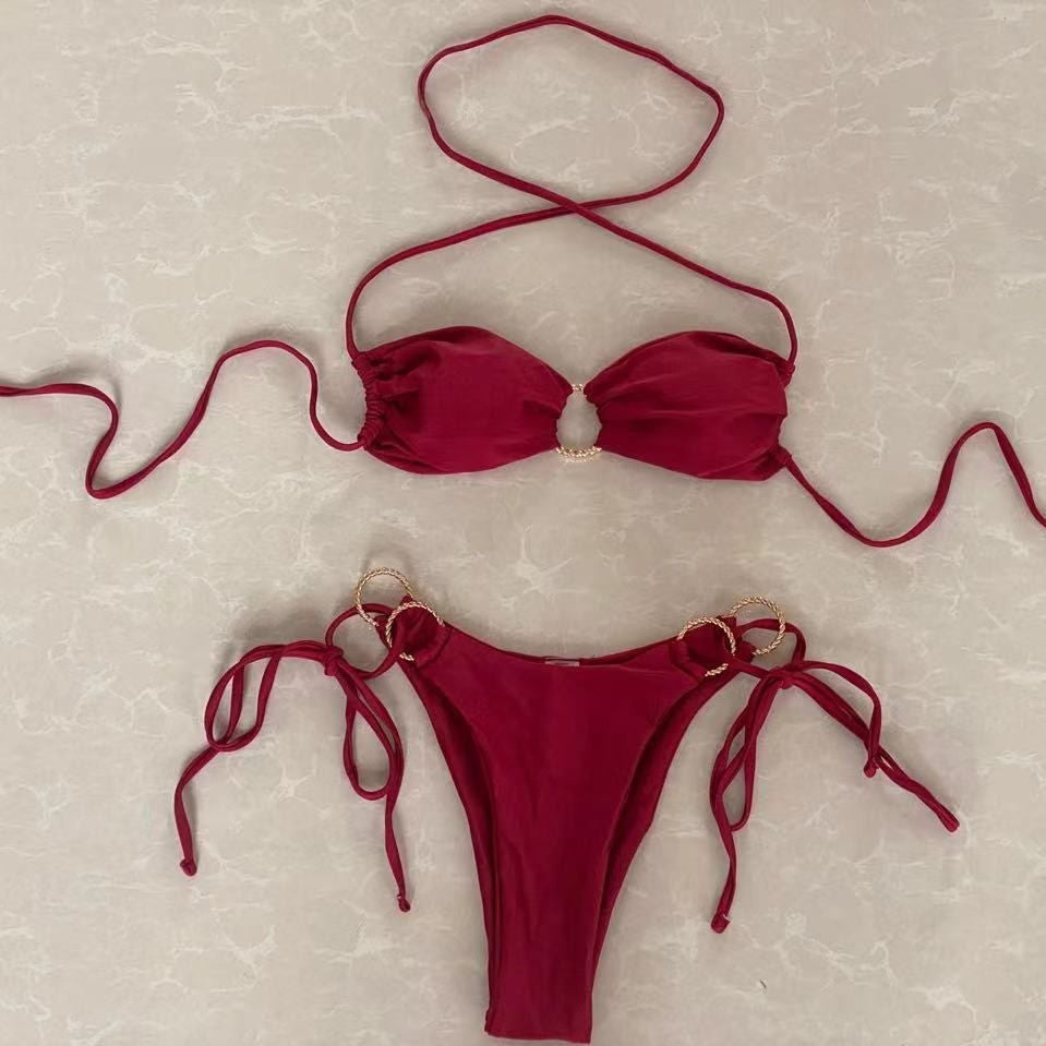 Damen Bandeau-Bikini mit goldenen Akzenten R&B