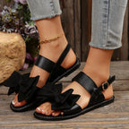 Damen elegante Sandalen mit großem Schleifen-Design und verstellbarem Riemen R&B