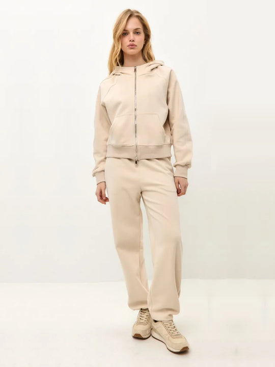 Damen komfortables Set aus Hoodie und Jogginghose mit Reißverschluss R&B