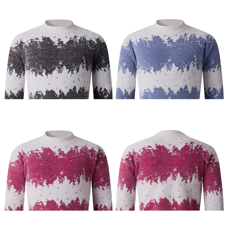 Damen kreativer Strickpullover mit hohem Kragen und einzigartigem Muster