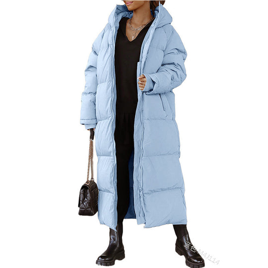Damen Lange Steppjacke mit Kapuze R&B