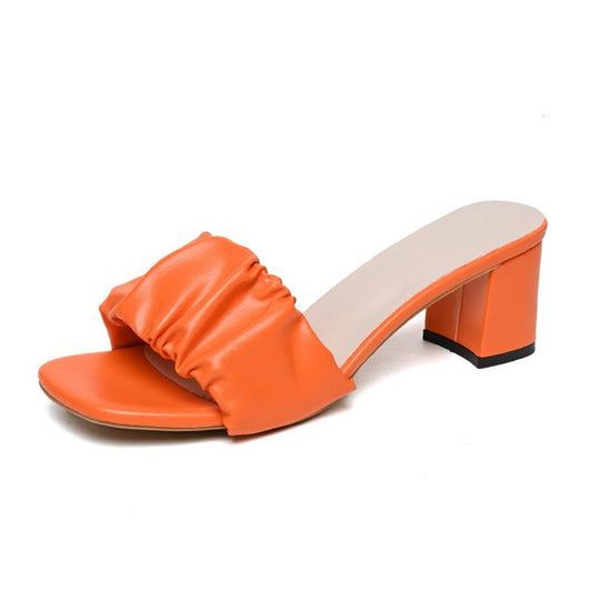 Damen trendige Blockabsatz-Sandalen mit Raffungen R&B