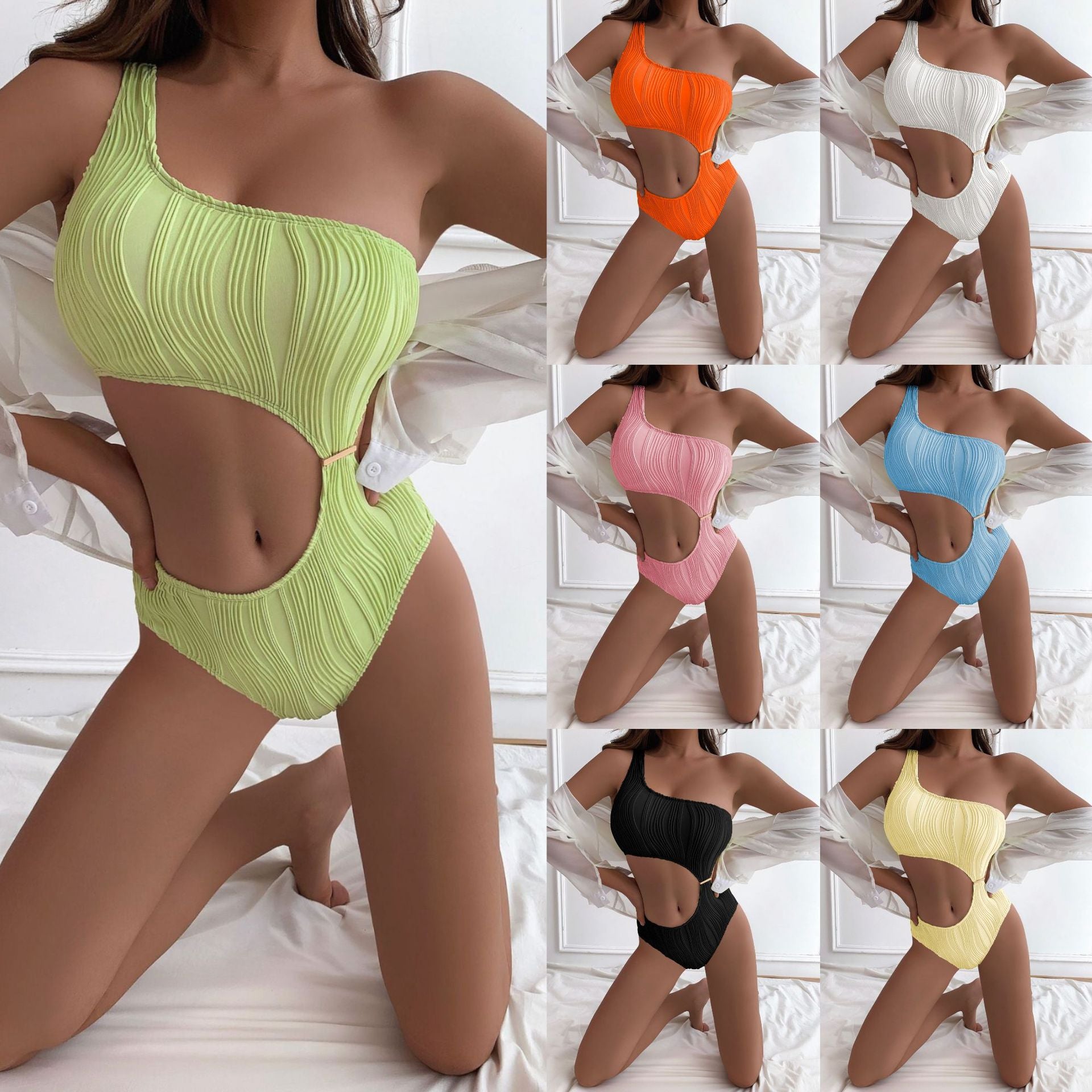 Damen Einseitiger Schnitt Badeanzug mit verrücktem Design R&B