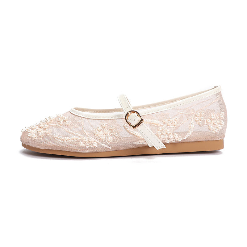Damen Ballerinas mit floralem Stickereibesatz R&B