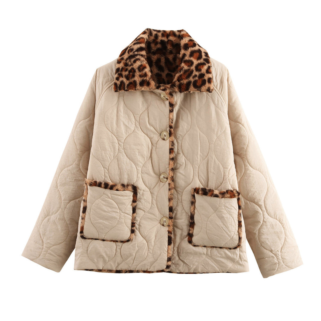 Damen gesteppte Jacke mit kuscheligem Leo-Kragen und praktischen Taschen R&B