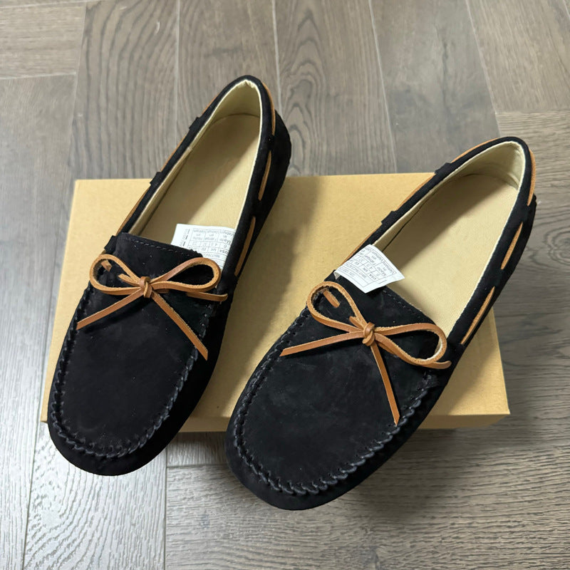 Damen Mokassin-Schuhe aus hochwertigem Wildleder mit eleganter Schnürung R&B