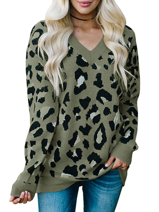 Damen Strickpullover mit modernem Leopardenmuster R&B