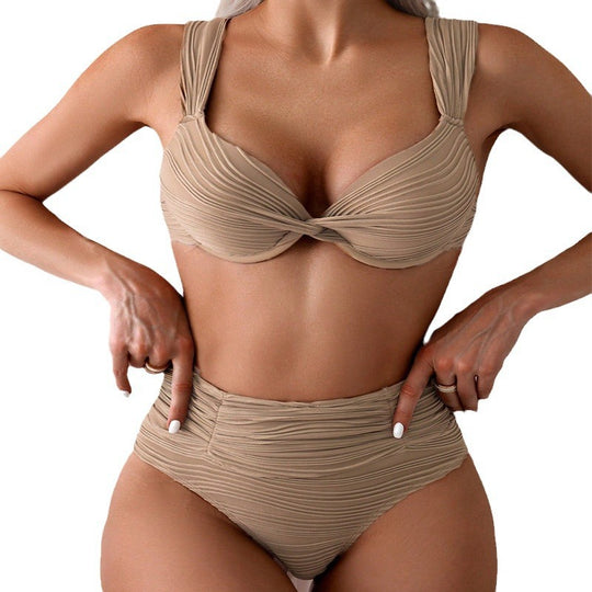 Damen Hoch tailliertes Bikini-Set mit raffiniertem Wickeldetail R&B