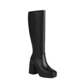 Leder-Plateau-Stiefel mit Blockabsatz - Ursula R&B