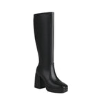 Leder-Plateau-Stiefel mit Blockabsatz - Ursula R&B