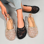 Damen Ballerinas mit funkelndem Strass und luftiger Netzstruktur R&B