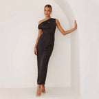 Damen Elegantes Maxikleid mit asymmetrischem Oberteil und figurbetontem Schnitt R&B