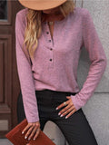 Damen Bequemes Langarmshirt mit Knopfdetail R&B