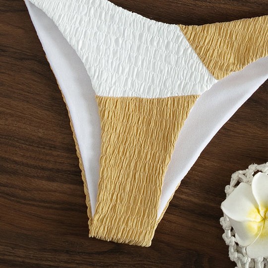 Damen Triangel-Bikini mit raffiniertem Wellenmuster und verstellbaren Trägern R&B
