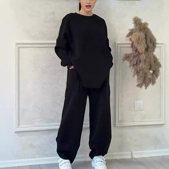 Damen Cozy Oversized Sweat-Set mit geräumigen Taschen und angenehmem Schnitt R&B
