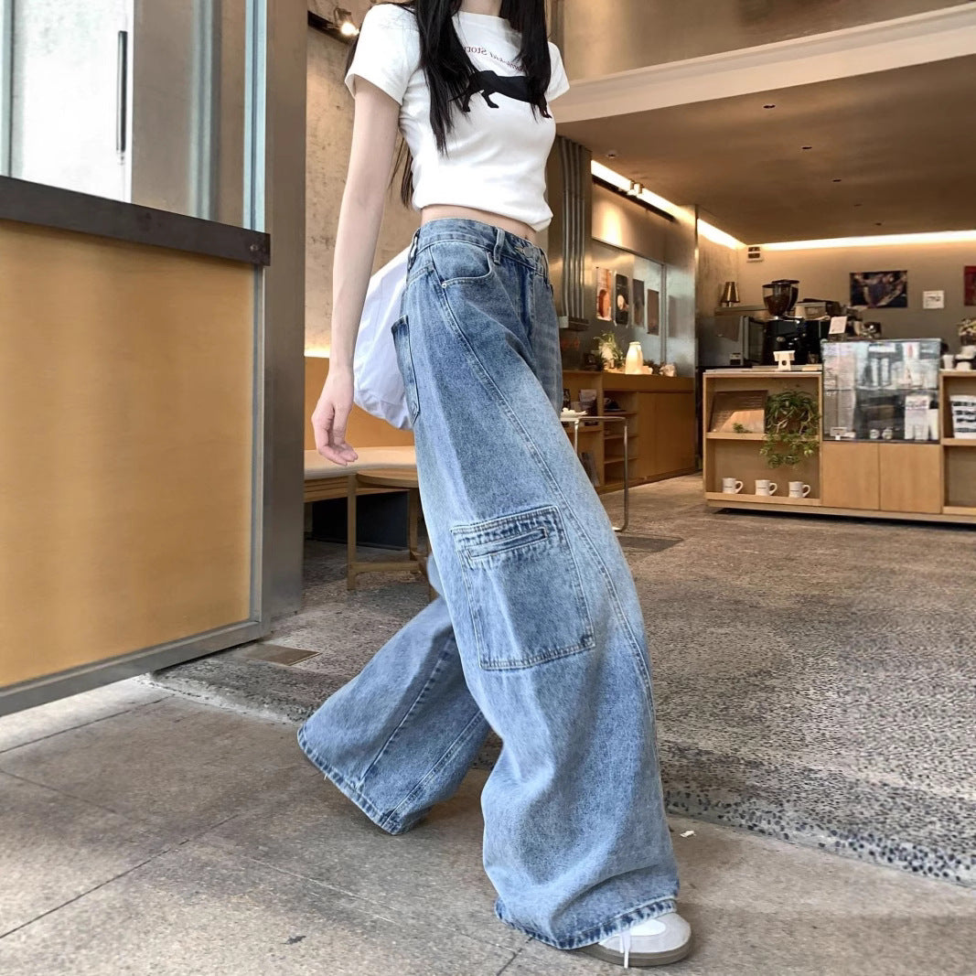 Damen Weite Cargo-Jeans im urbanen Stil R&B