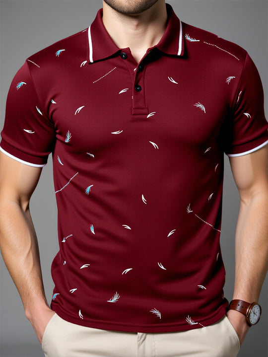 Herren Poloshirt mit modernem Druck und hochwertigem Baumwollmaterial R&B