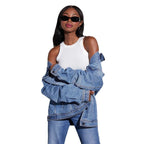 Damen Oversized Denimjacke mit modernen Details R&B