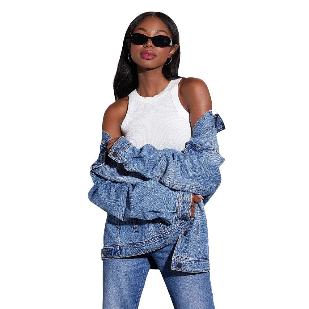 Damen Oversized Denimjacke mit modernen Details R&B
