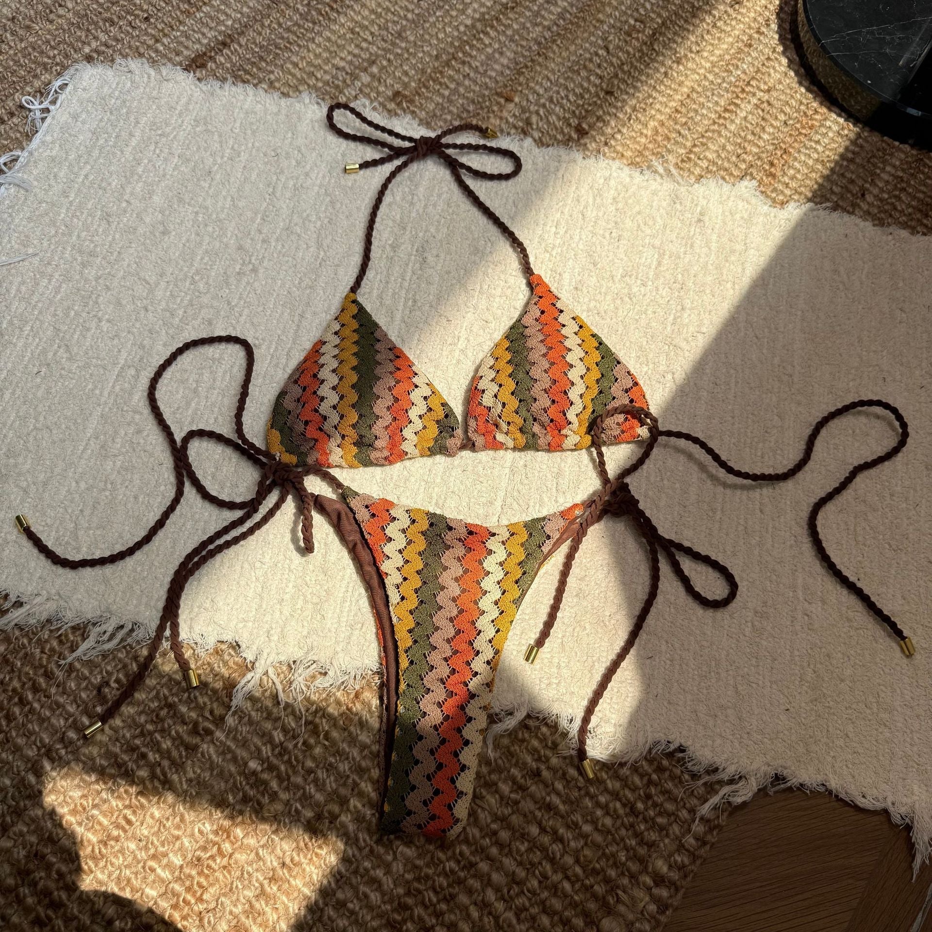 Damen Triangel-Bikini mit geflochtenen Trägern R&B