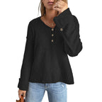 Damen lässiger Strickpullover mit Knopfdetails und überschnittenen Schultern R&B