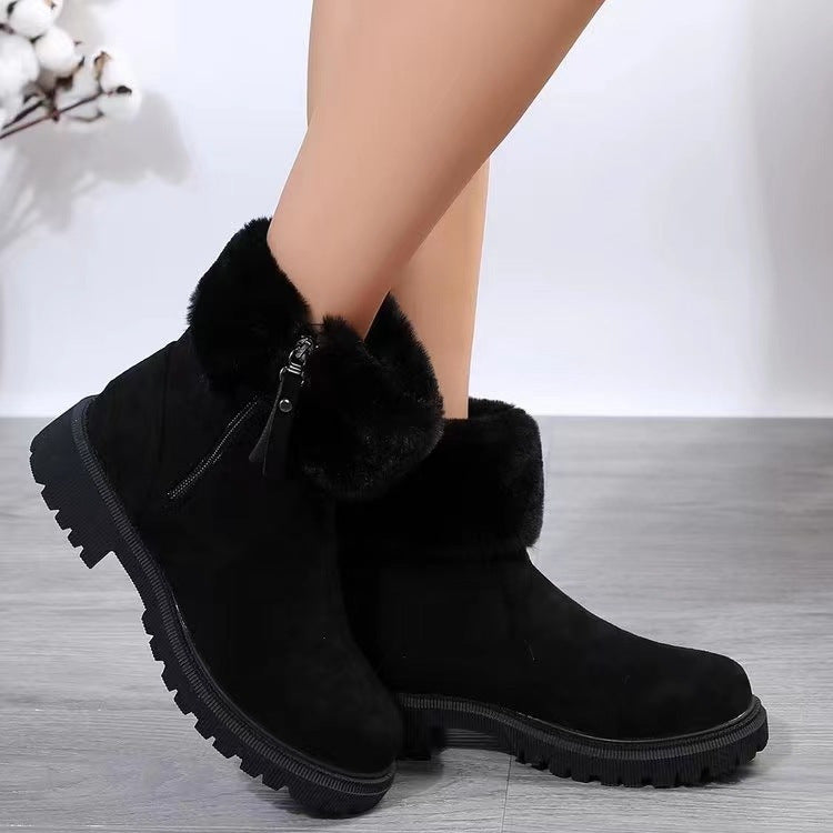Damen gefütterte Winterstiefel mit modischem Kunstfell und rutschfester Profilsohle R&B