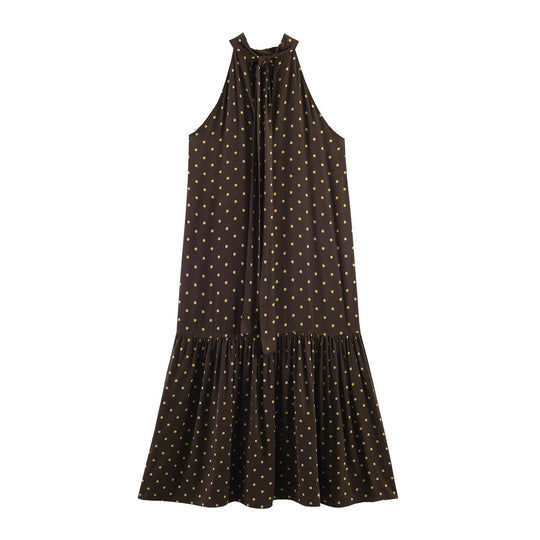 Damen Maxikleid mit elegantem Volant und modernem Punkdesign R&B