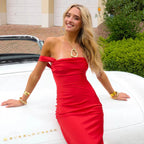 Damen elegante Satin Abendkleid R&B