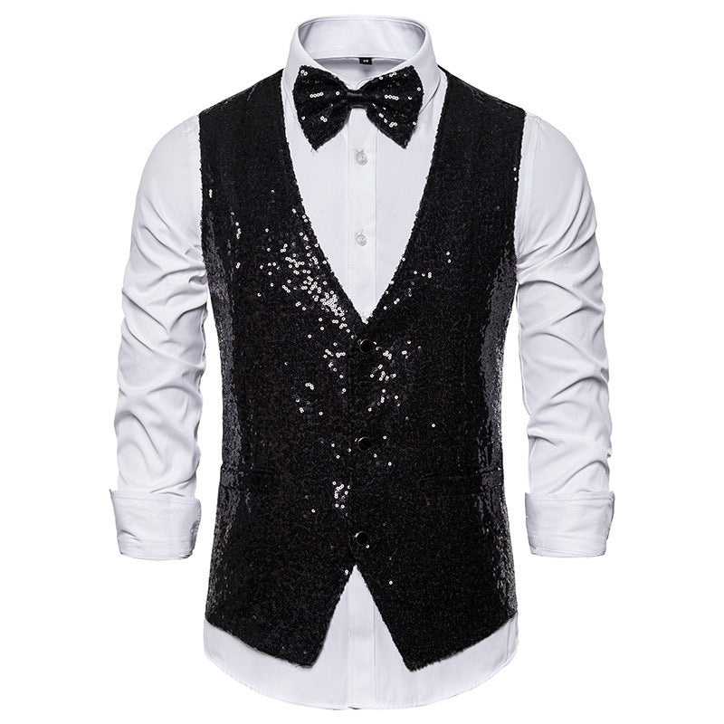 Herren eleganter Paillettenblazer mit passendem Fliege R&B