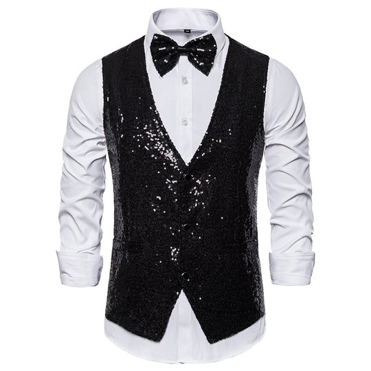 Herren eleganter Paillettenblazer mit passendem Fliege R&B