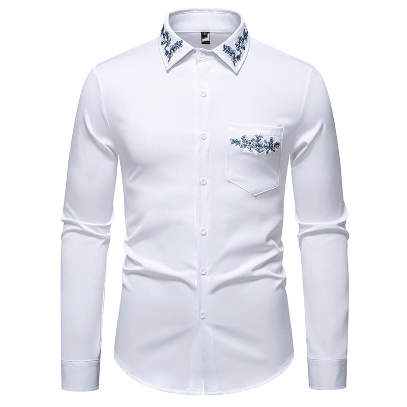 Herren Elegantes Hemd mit floralem Design und dezentem Stehkragen R&B