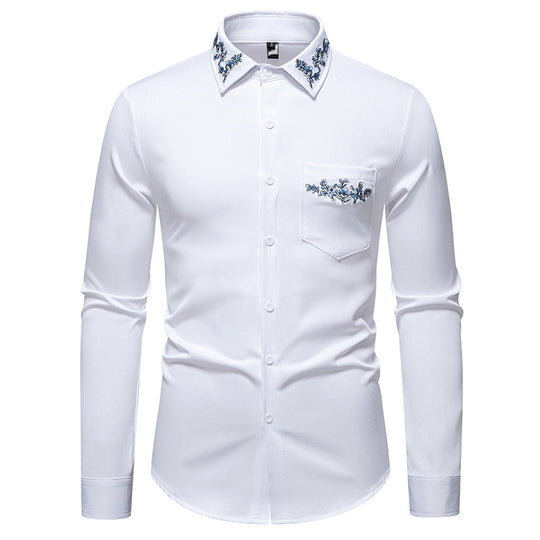Herren Elegantes Hemd mit floralem Design und dezentem Stehkragen R&B