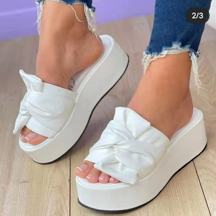 Damen Wedge-Pantoletten mit stilvollem Knotendesign und rutschfester Sohle R&B