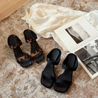 Damen elegante Slip-On Sandalen mit modischen Riemen und bequemem Absatz R&B