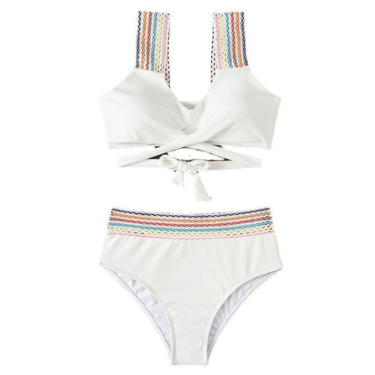 Damen Hoch tailliertes Bikini-Set mit modischen Trägersystem R&B