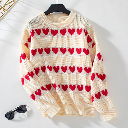 Damen kuscheliger Pullover mit Herzchenmuster R&B