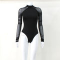 Damen Body mit transparenten Ärmeln und R&Brnem Stehkragen R&B