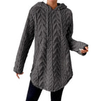 Damen gemütlicher Strickpullover mit Kapuze und Struktur