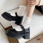 Damen elegante Plateau-Ballerinas mit modischer Schnallenverzierung und rutschfester Sohle R&B