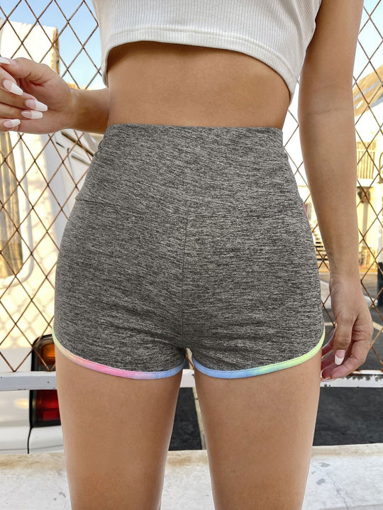 Damen Sportliche Shorts mit hohem Bund und buntem Saum R&B