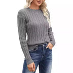 Damen klassischer Strickpullover mit Zopfdesign R&B