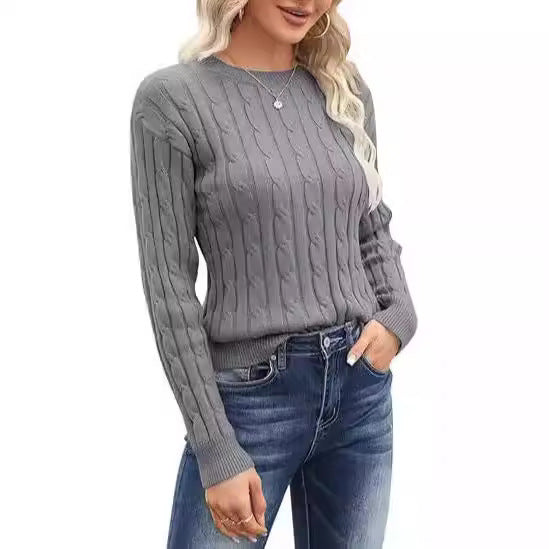 Damen klassischer Strickpullover mit Zopfdesign R&B