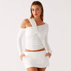 Damen Raffiniertes Longsleeve Shirt mit asymmetrischem Design R&B