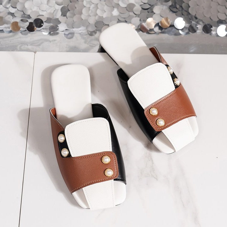 Damen modische Pantoletten mit eleganter Schnallenapplikation R&B
