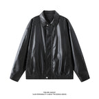 Herren elegante Kunstlederjacke mit elastischem Bund R&B