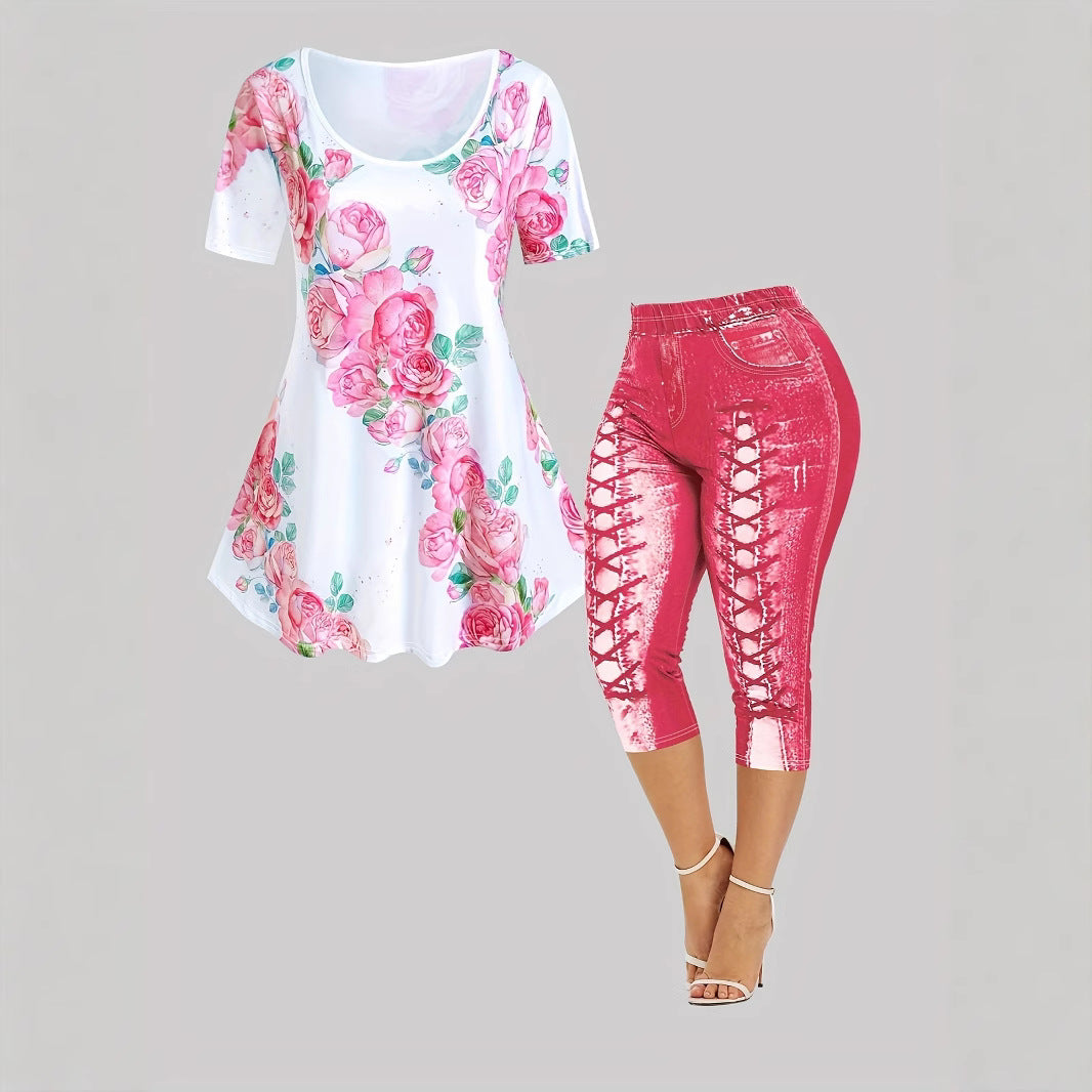 Damen lässiges Tunika-Kleid mit floralem Design und modischem Schnitt R&B