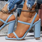 Damen elegante High Heels mit doppeltem Riemen und stabiler Blockabsatz R&B