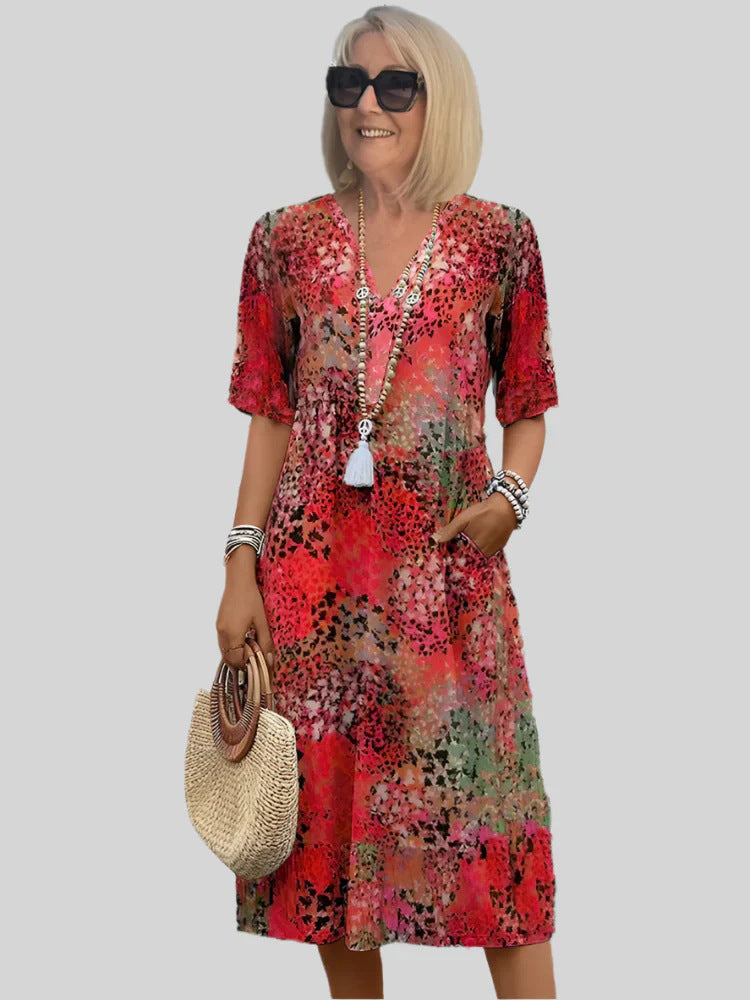 Damen Sommerliches Maxikleid mit floralem Design und praktischen Taschen R&B