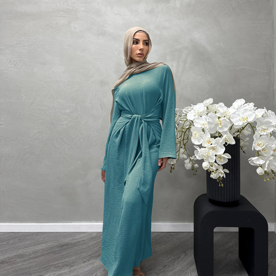 Damen Modisches Maxikleid aus fließendem Stoff mit weiten Ärmeln R&B