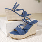Damen Wedge-Pantoletten mit geflochtenem Absatz R&B